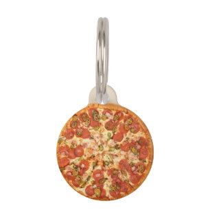 Placa Para Mascotas Mascota Perro Gato Divertido Pizza Personalizar ID
