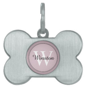 Placa Para Mascotas Mascota personalizado Nombre Monograma rosa Rubor