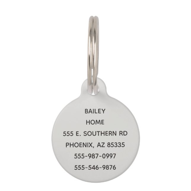 Placa Para Mascotas Mascota Viaje Vacaciones Hogar Perro Cat Dos Direc (Anverso)