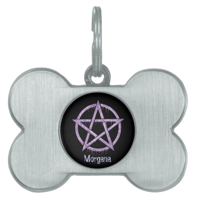 Placa Para Mascotas Mascota Wiccan PURPLE Personalizado (Frente)