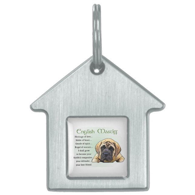 Placa Para Mascotas Mastiff Puppy inglés (Frente)