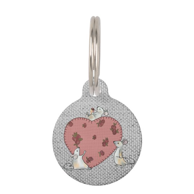 Placa Para Mascotas Mäuse nähen Herz (Anverso)