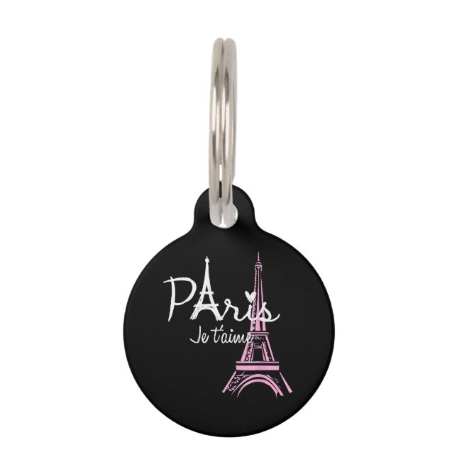Placa Para Mascotas Me encanta la Torre Eiffel de París (Anverso)