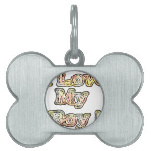 Placa Para Mascotas Me encanta mi chico Diseño Guay Vintage Collection