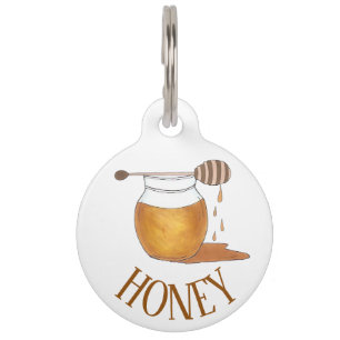 Placa Para Mascotas Me llamo HONEY Honeypot Sweet Golden Honeycomb