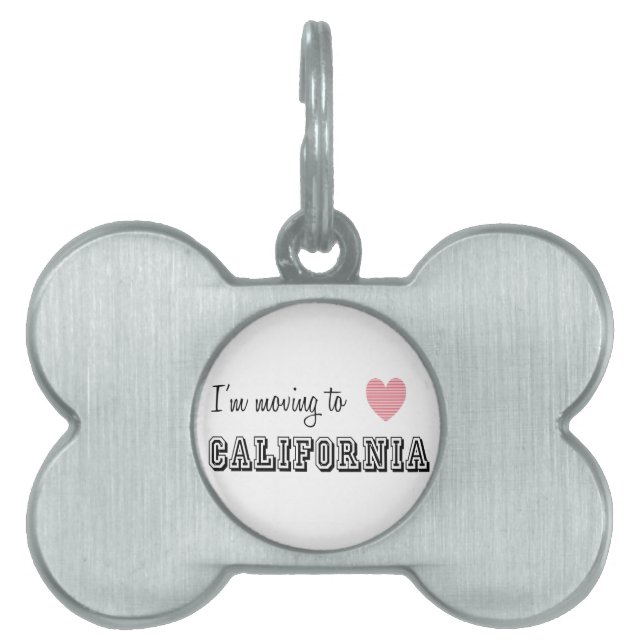Placa Para Mascotas Me mudo a California (Frente)