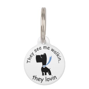 Placa Para Mascotas " Me ven caminando... les encanta " Scottie Dog
