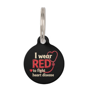 Placa Para Mascotas Me Visto de Rojo para Luchar contra la Enfermedad 