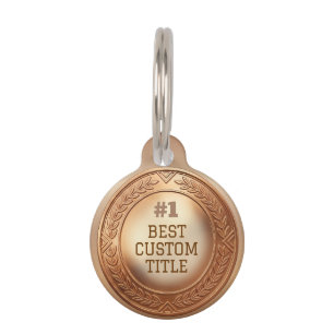 Placa Para Mascotas Medalla de Bronce Realista 3D Personalizable Premi