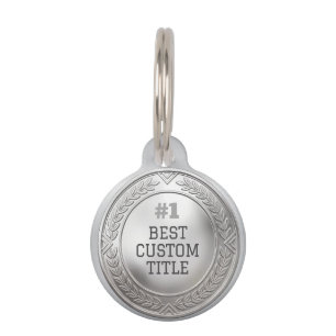 Placa Para Mascotas Medalla de plata realista 3D personalizable y edit