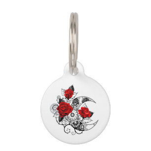 Placa Para Mascotas Media luna mecánica con rosas rojas