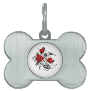 Placa Para Mascotas Media luna mecánica con rosas rojas