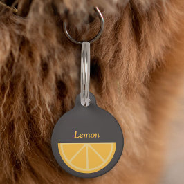 Placa Para Mascotas Media rebanada de limón en etiqueta de mascota