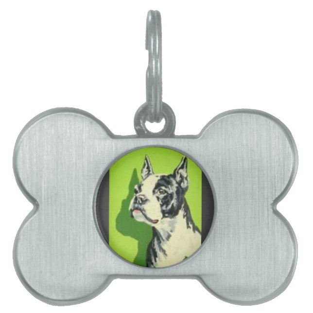Placa Para Mascotas Mediados de siglo dulces estupendos Boston Terrier (Frente)