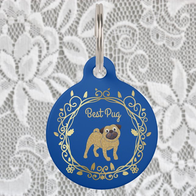 Placa Para Mascotas Mejor día del pug con diseño especial de boda sobr (Subido por el creador)