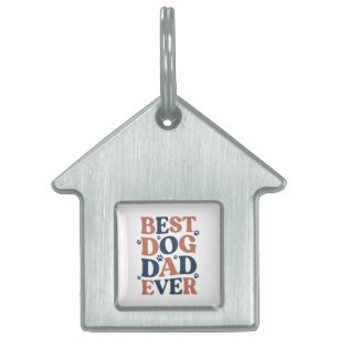 Placa Para Mascotas Mejor Papá Perro del Mundo Tipografía Huella Regal