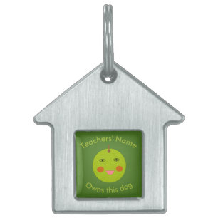 Placa Para Mascotas Mejor profesor feliz Personalizado de Apple etique