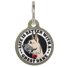 Placa Para Mascotas Mejor Vida Personalizada De Great Dane