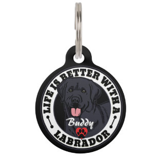 Placa Para Mascotas Mejor vida personalizada del labrador negro