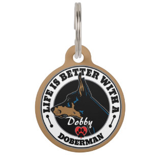 Placa Para Mascotas Mejor Vida Personalizada Doberman