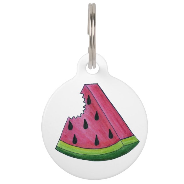 Placa Para Mascotas Melaza verde rosa Melón Melón trozo de melón de le (Anverso)
