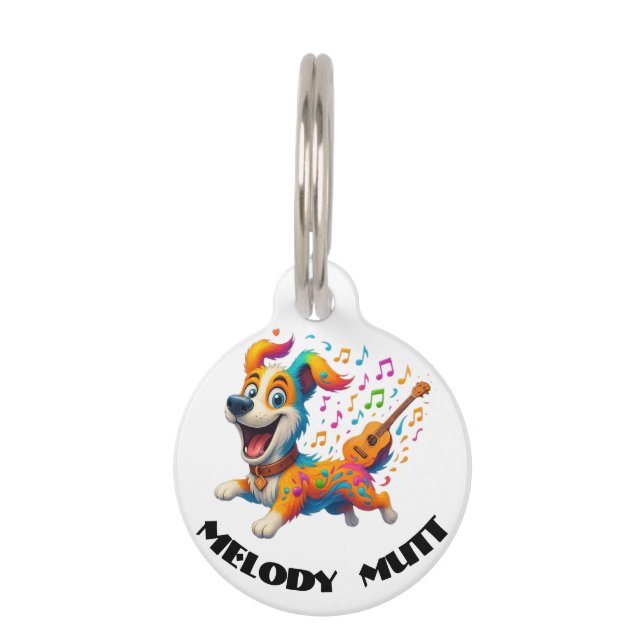 Placa Para Mascotas Melody Mutt" Camiseta - Whimsical Musical Dog Desi (Anverso)