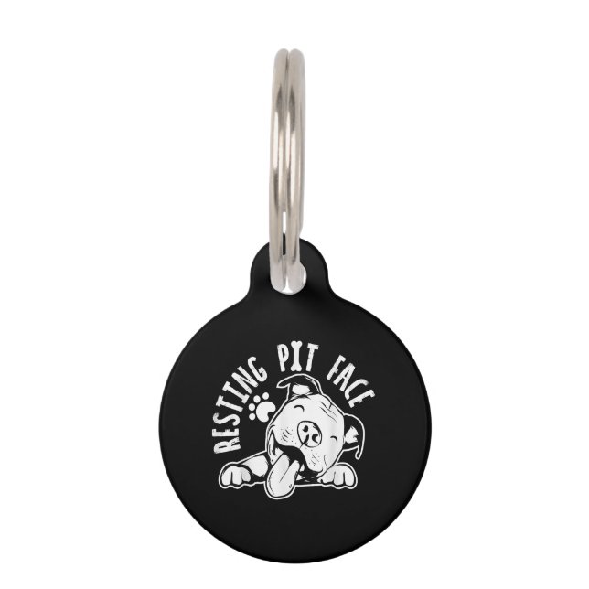 Placa Para Mascotas Meme de Pitbull, perro gracioso de Resting Pit Fac (Anverso)