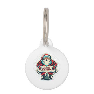 Placa Para Mascotas Mensaje de Papá Noel que difunde alegría a Navidad