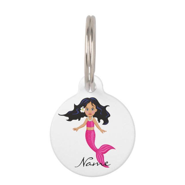 Placa Para Mascotas Mermaid Thunder_Cove de cola rosa (Reverso)