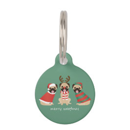 Placa Para Mascotas Merry Woofmas Pug Dogs