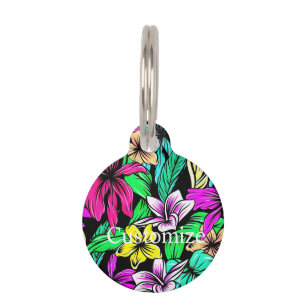 Placa Para Mascotas Mezcla de Flores Tropicales Thunder_Cove