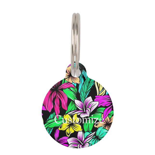Placa Para Mascotas Mezcla de Flores Tropicales Thunder_Cove (Anverso)