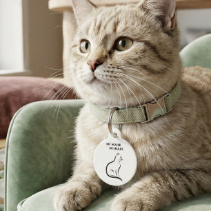 Placa Para Mascotas Mi Casa Mis Reglas Etiqueta Divertida para Gatos P