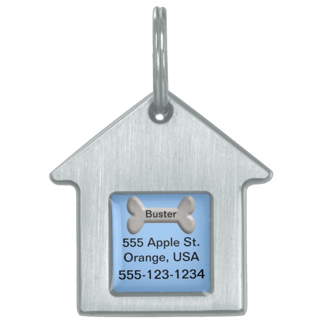 Placa Para Mascotas Mi etiqueta de perro personalizada en casa (Frente)