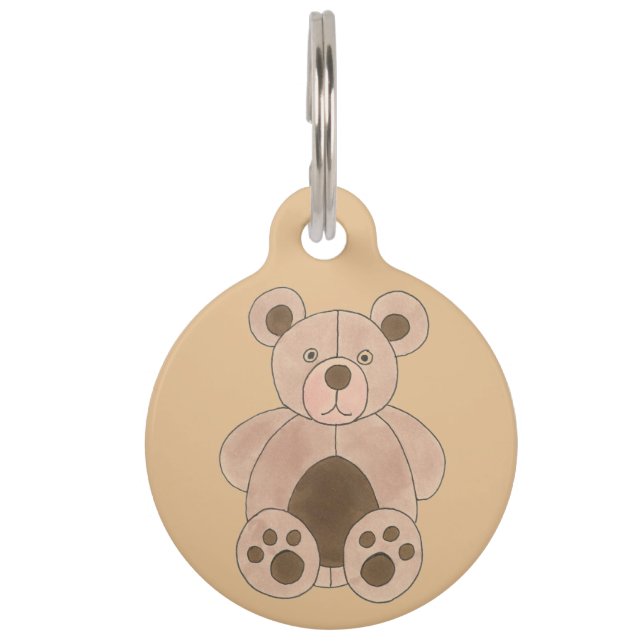 Placa Para Mascotas Mi nombre es BEAR Brown Tan Teddy Plush Animal Toy (Anverso)