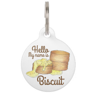 Placa Para Mascotas Mi nombre es BISCUIT Southern Biscuits and Gravy