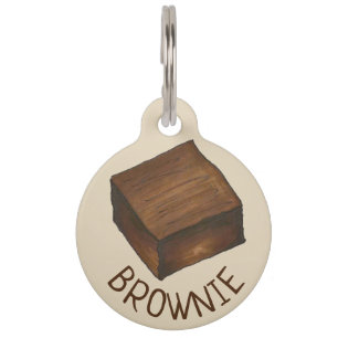 Placa Para Mascotas Mi nombre es Brownie Chocolate Fudge Dessert Foodi