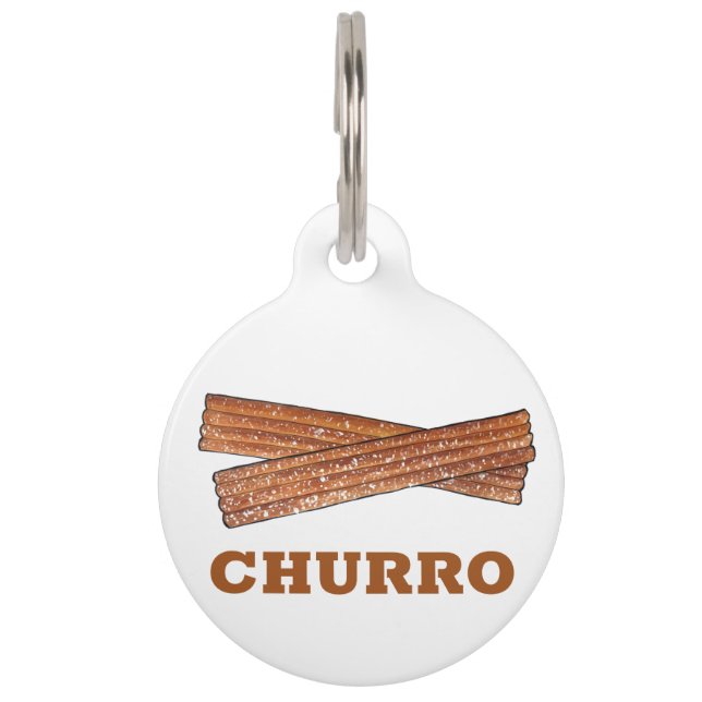 Placa Para Mascotas Mi nombre es "CHURRO" postre pastelero español fri (Anverso)