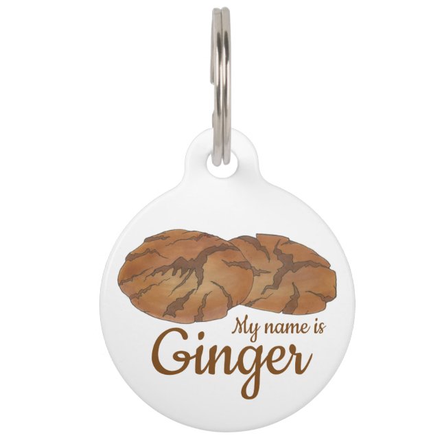 Placa Para Mascotas Mi nombre es GINGER Gingersnap Cookie Biscuit (Anverso)