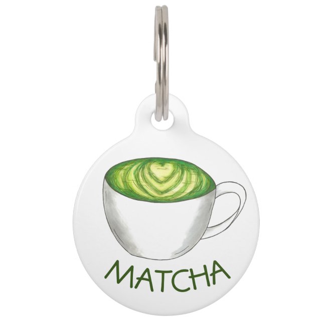 Placa Para Mascotas Mi Nombre Es Matcha Green Tea Latte (Anverso)