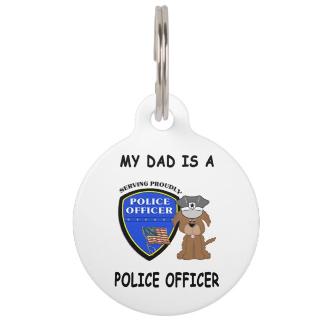 Placa Para Mascotas Mi papá de policía (Anverso)