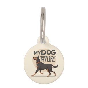 Placa Para Mascotas Mi Perro Dirige Mi Vida Arte Doberman Corriendo