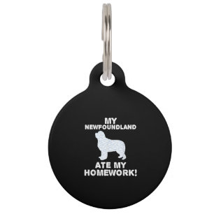 Placa Para Mascotas Mi terranova se comió mis deberes
