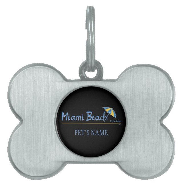 Placa Para Mascotas Miami Beach, Florida Umbrella Guay (Frente)