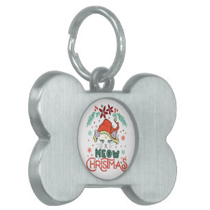 Placa Para Mascotas Miau Navidad, Feliz Navidad