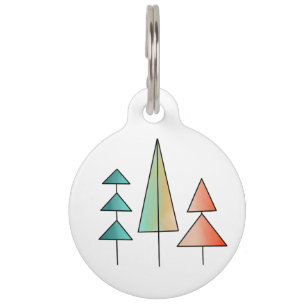 Placa Para Mascotas mid century modern rainbow trees blush teal simple