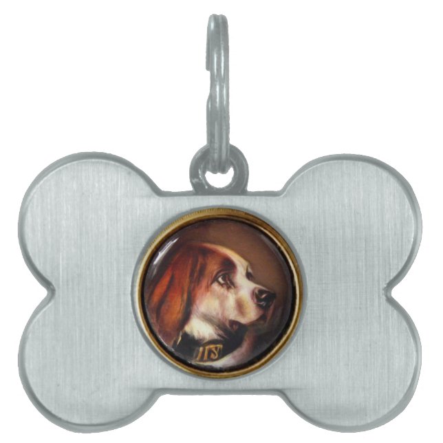 Placa Para Mascotas MINIATURA PERRO RETRATA BLOdhound (Frente)