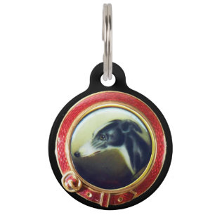 Placa Para Mascotas MINIATURA VICTORIANA RETRATA Gris irlandés