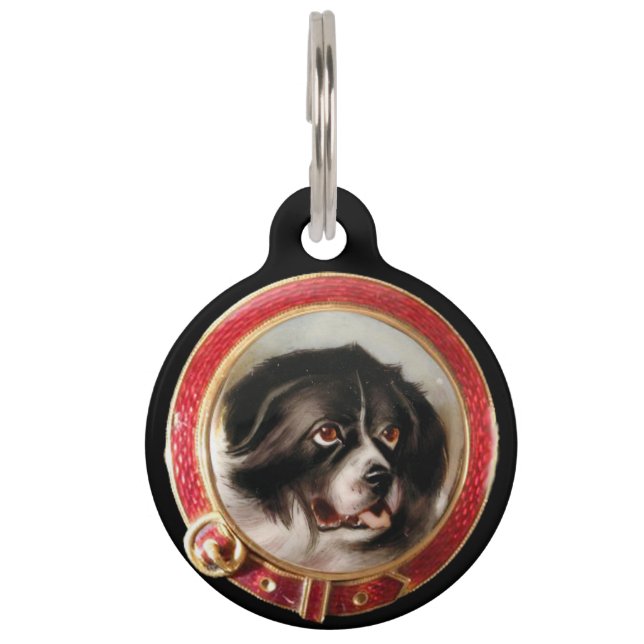 Placa Para Mascotas MINIATURA VICTORIANA RETRATA PERROS DE Terranova (Anverso)