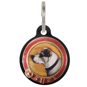 Placa Para Mascotas MINIATURA VICTORIANA RETRATOS DE PERRO Fox Terrier